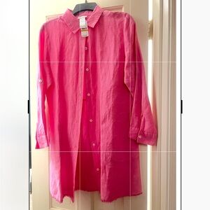 Tommy Bahama Vibrant Pink long button up dress Blouse nwt sz SP